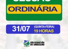 Câmara de Vereadores de São Sebastião do Umbuzeiro realiza Sessão nesta quinta-feira dia 31