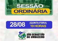 Câmara de Vereadores de São Sebastião do Umbuzeiro irá realizar Sessão Ordinária nesta quinta, 28