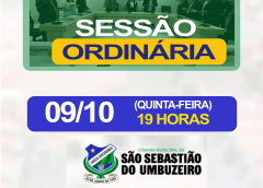 Câmara Municipal de São Sebastião do Umbuzeiro irá realizar Sessão nesta quinta, 09