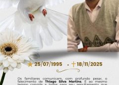 NOTA DE FALECIMENTO: O Sepultamento de Thiago será nesta quinta-feira, 20, ás 1h30h