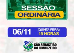 Câmara Municipal de São Sebastião do Umbuzeiro irá realizar sessão nesta quinta (06) com quatro indicações, dois projetos de resolução, um projeto legislativo e um projeto de lei