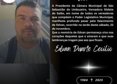 Presidente da Câmara Municipal de São Sebastião do Umbuzeiro, vereadora Sildete do salão, emite nota em nome dos vereadores pelo falecimento de Edvan