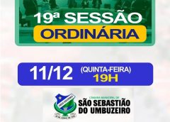 Câmara de São Sebastião do Umbuzeiro realiza sessão ordinária nesta quinta, dia 11, com quatro projetos de lei