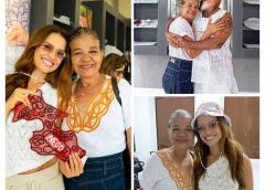 Rendeira da Renda Renascença de São Sebastião do Umbuzeiro Regina Gomes se encontra com Juliette Freire, vencedora do Big Brother Brasil 21, durante visita ao CRENÇA em Monteiro