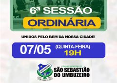 Câmara Municipal de São Sebastião do Umbuzeiro irá realizar Sessão Ordinária nesta quinta (07), com dois Projetos de Lei