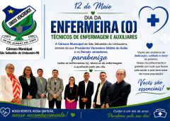 A Câmara Municipal de São Sebastião do Umbuzeiro, através da sua Presidente Vereadora Sildete do Salão e os demais vereadores, parabeniza todas as enfermeiras (os), técnicos de enfermagem e auxiliares pelo seu dia