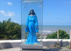 Após vandalismo, prefeitura de João Pessoa reforça proteção da estátua de Iemanjá, no Cabo Branco